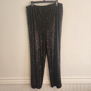 Nicole Miller Women's Size XL Straight Leg Black Sparkle‎ Pants New